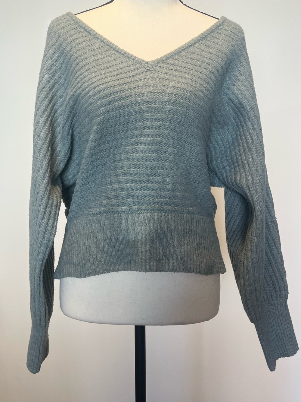 Pink Rose Women's V-Neck Lightweight Knit Sweater in Sage Green
